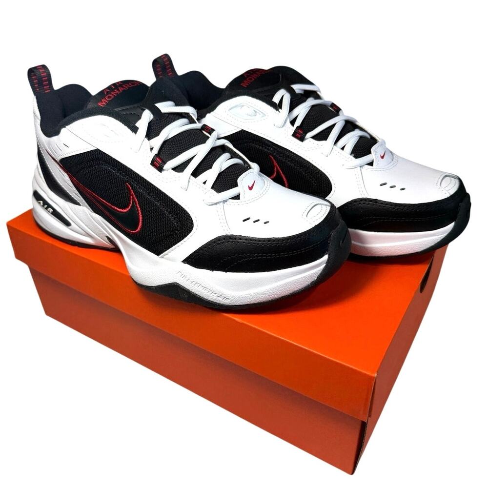 Men's Nike Air Monarch IV White/Black-Red 415445 101 Medium Width Size 9.5 NEW